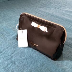 Ted Baker Black Cosmetic Bag with White Bow